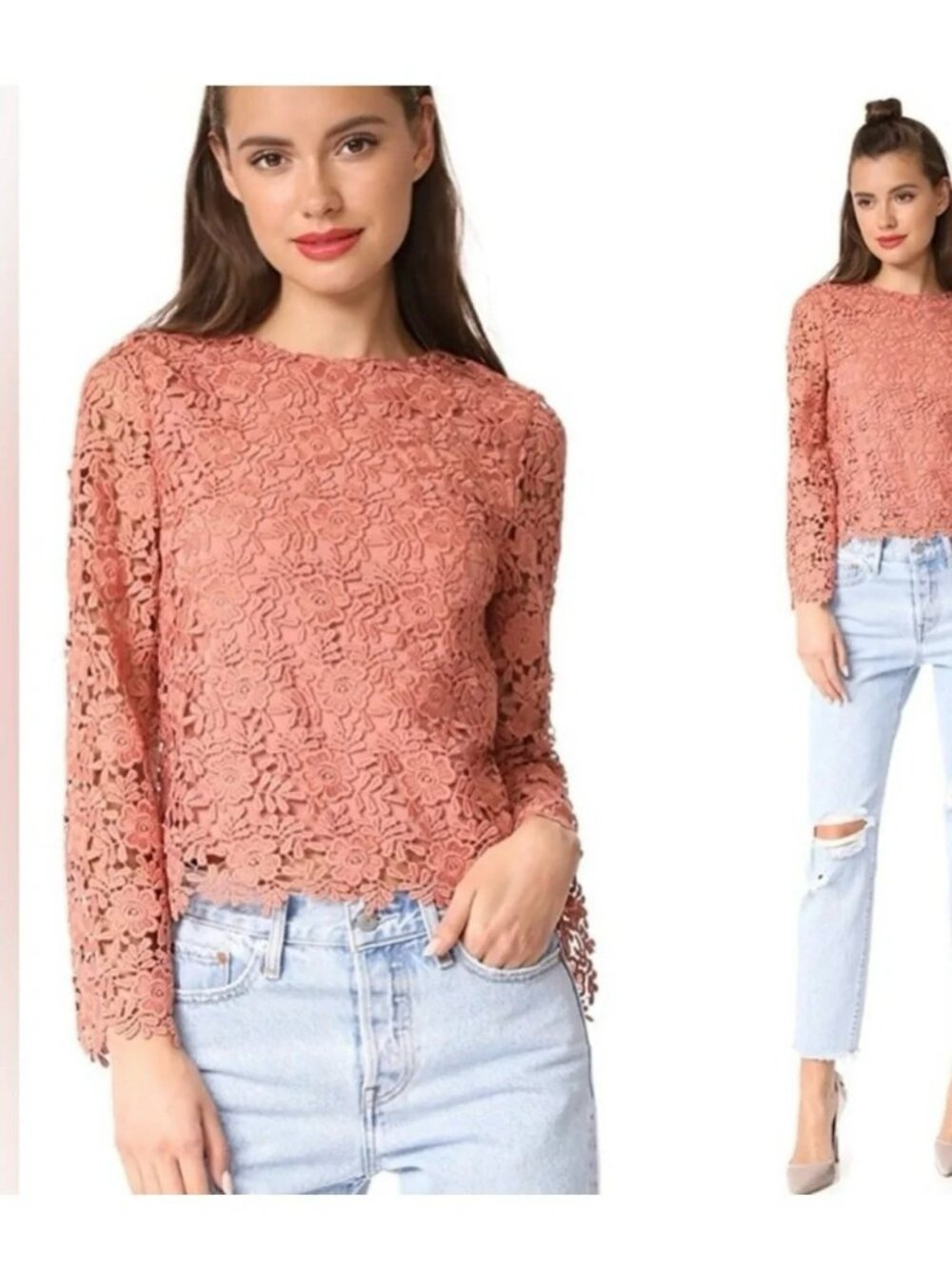 Alice + Olivia Pasha Bell Sleeve Lace Blouse.  SZ L